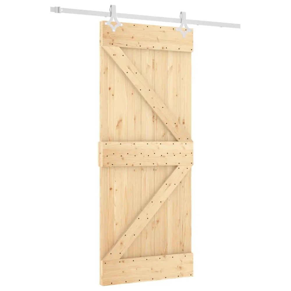 Schuifdeur met beslag 85x210 cm massief grenenhout met beveiligingsplaat