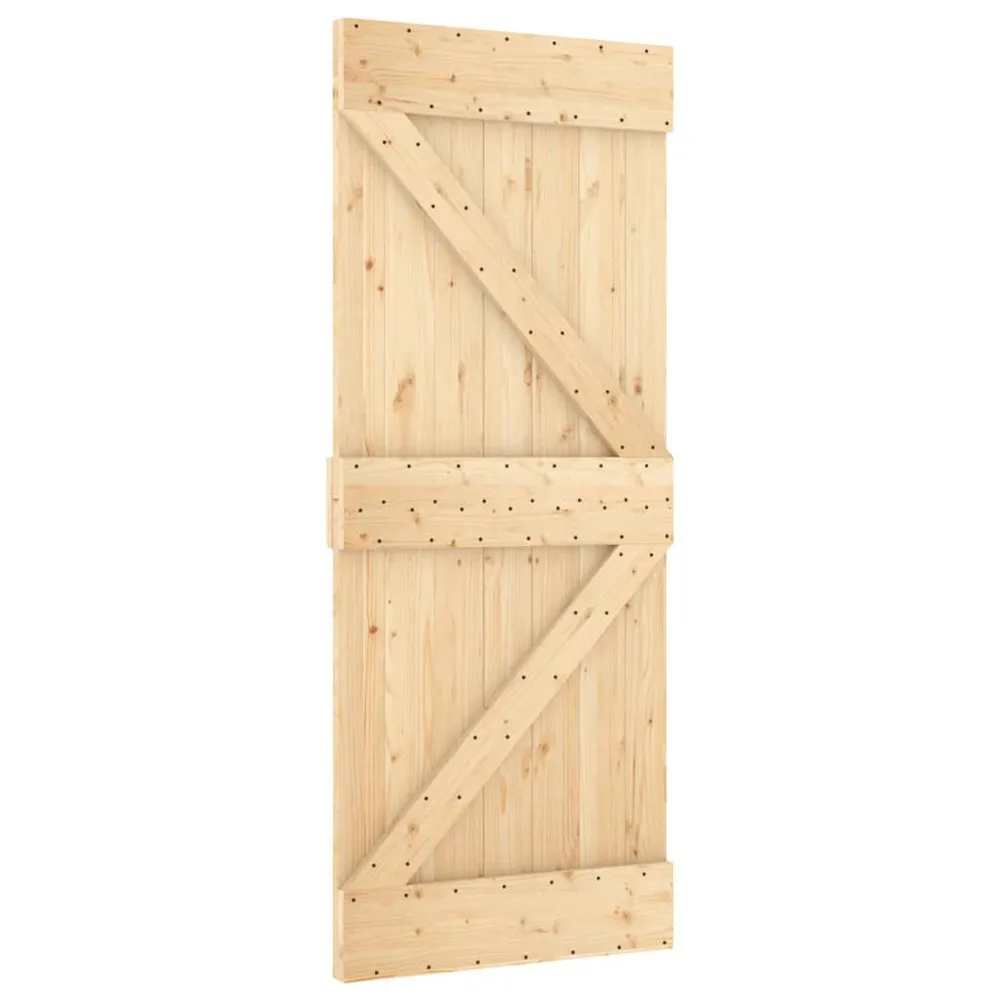 Schuifdeur met beslag 85x210 cm massief grenenhout met beveiligingsplaat