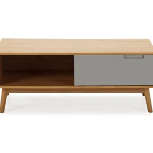 Borging Salontafel Bruce met 1 schuifdeur en 1 open vak, massief hout