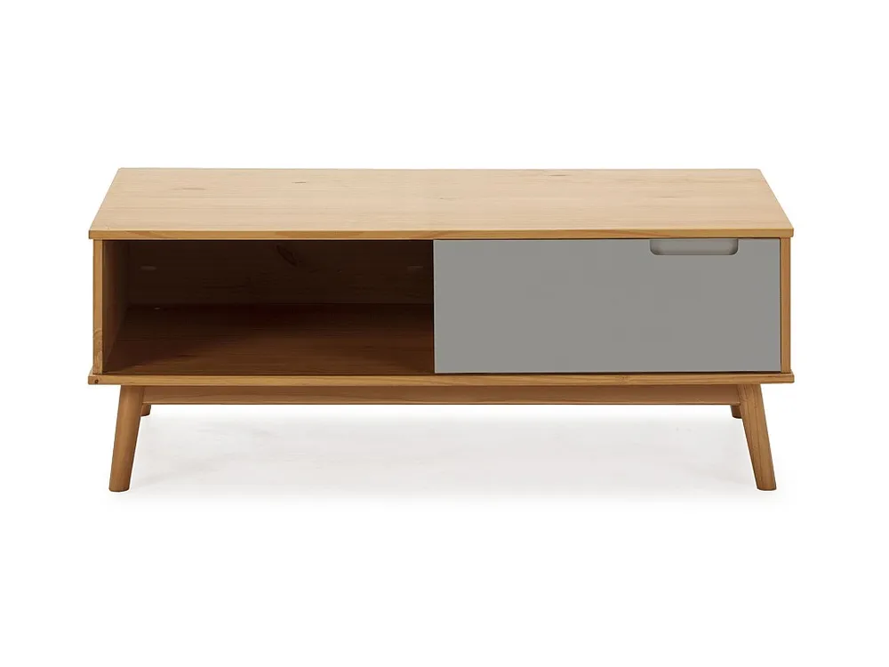 Borging Salontafel Bruce met 1 schuifdeur en 1 open vak, massief hout