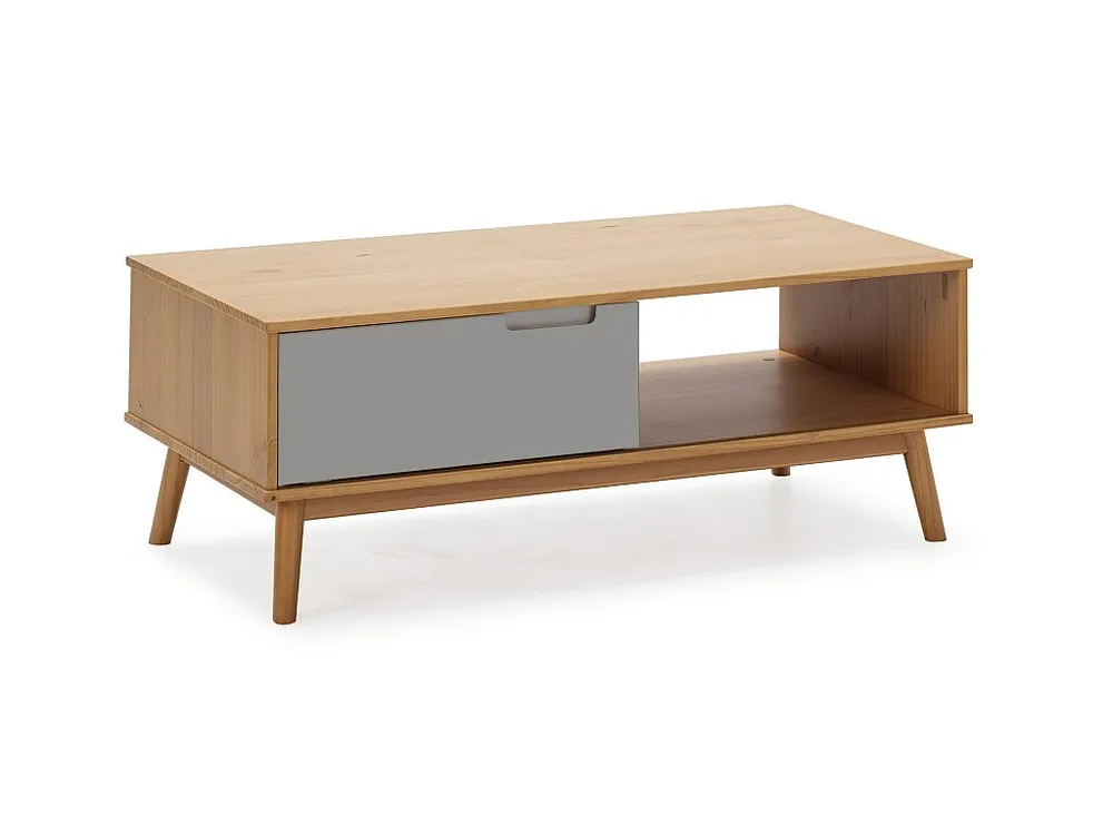 Borging Salontafel Bruce met 1 schuifdeur en 1 open vak, massief hout