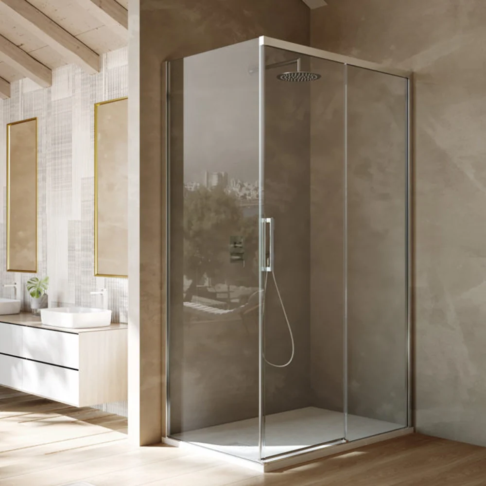 Rectangular shower enclosure sliding opening to right cm 120x70 Lauren model 8 mm tempered glazen
