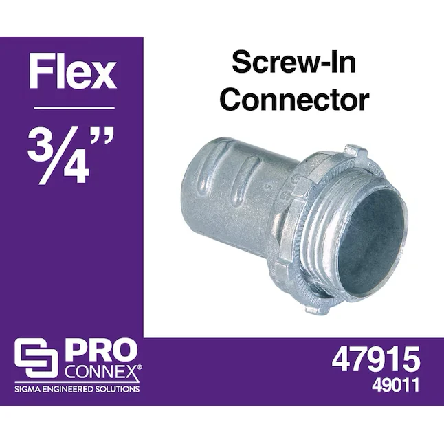 Sigma ProConnex 3/4- Soepel Die Cast Zinc Screw- Connector Conduit Fittings - Vloeiend Verloop