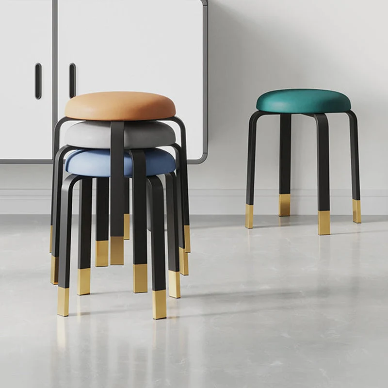 Grey Modern Standard Round Echt leer Water Resistant Indoor Standard Orange