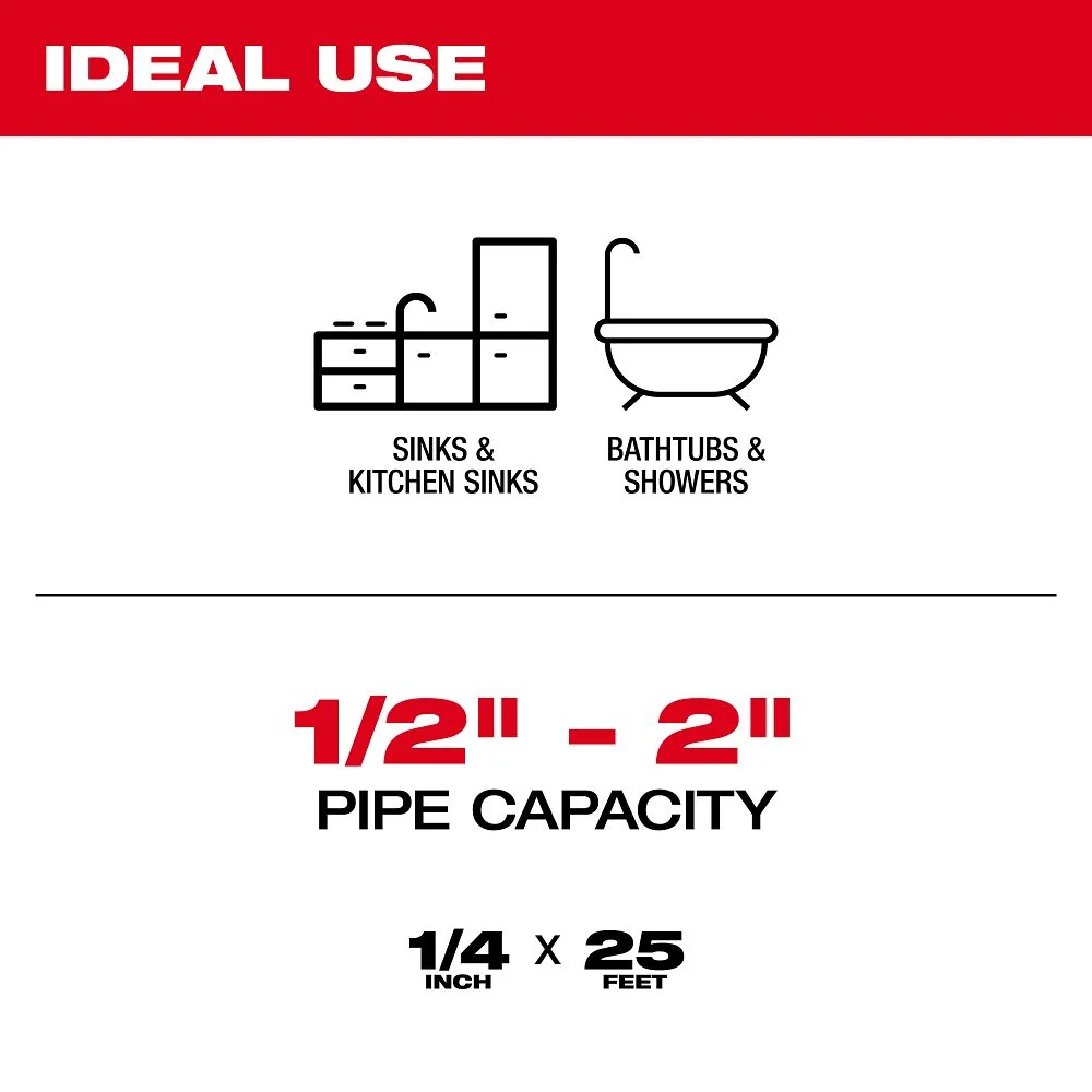 Milwaukee Tools 25' Auger Drop Head Accy Cbl 48-53-2578