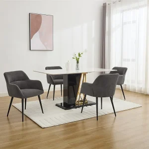 Set van 2 stoelen HEKA - Met armleuningen - Stof en metaal - Grijs - Koop nu online
