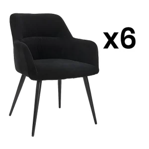 Set van 6 stoelen HEKA - Met armleuningen - Stof en metaal - Zwart - Koop nu online
