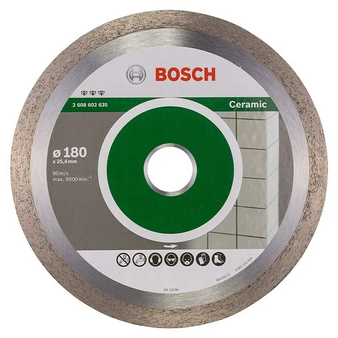 Bosch Diamantdoorslijpschijf - Geschikt voor: Tegels, Diameter: 180 mm, Boorgat: 25,4 mm, 1 st.