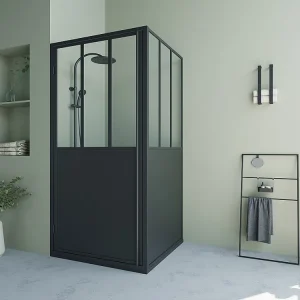 Douchescherm met matzwarte zwenkdeur van industriële stijl - 80 x 195 cm - URBANIK