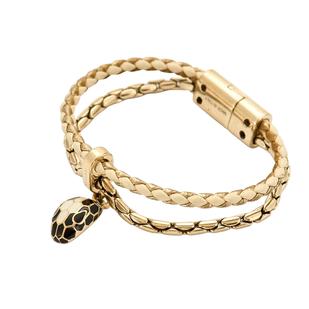 BULGARI - Serpenti Forever - Leer and brass bracelet