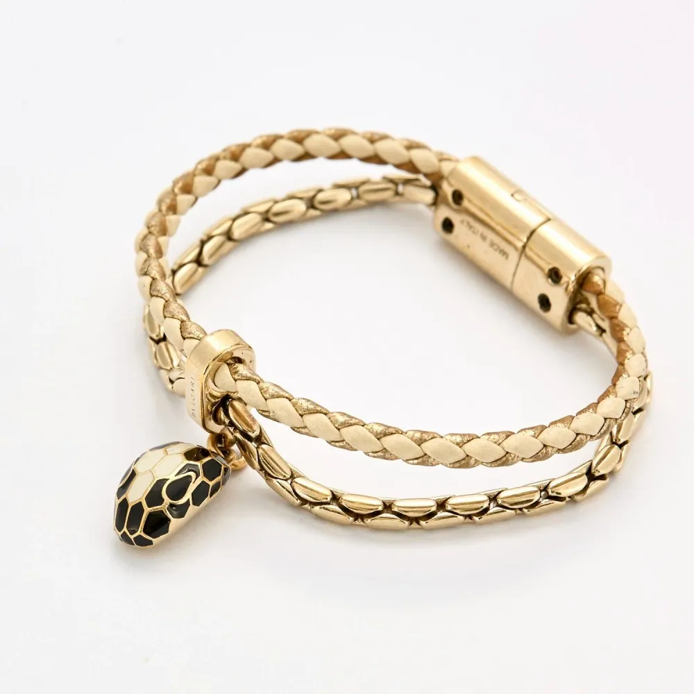 BULGARI - Serpenti Forever - Leer and brass bracelet