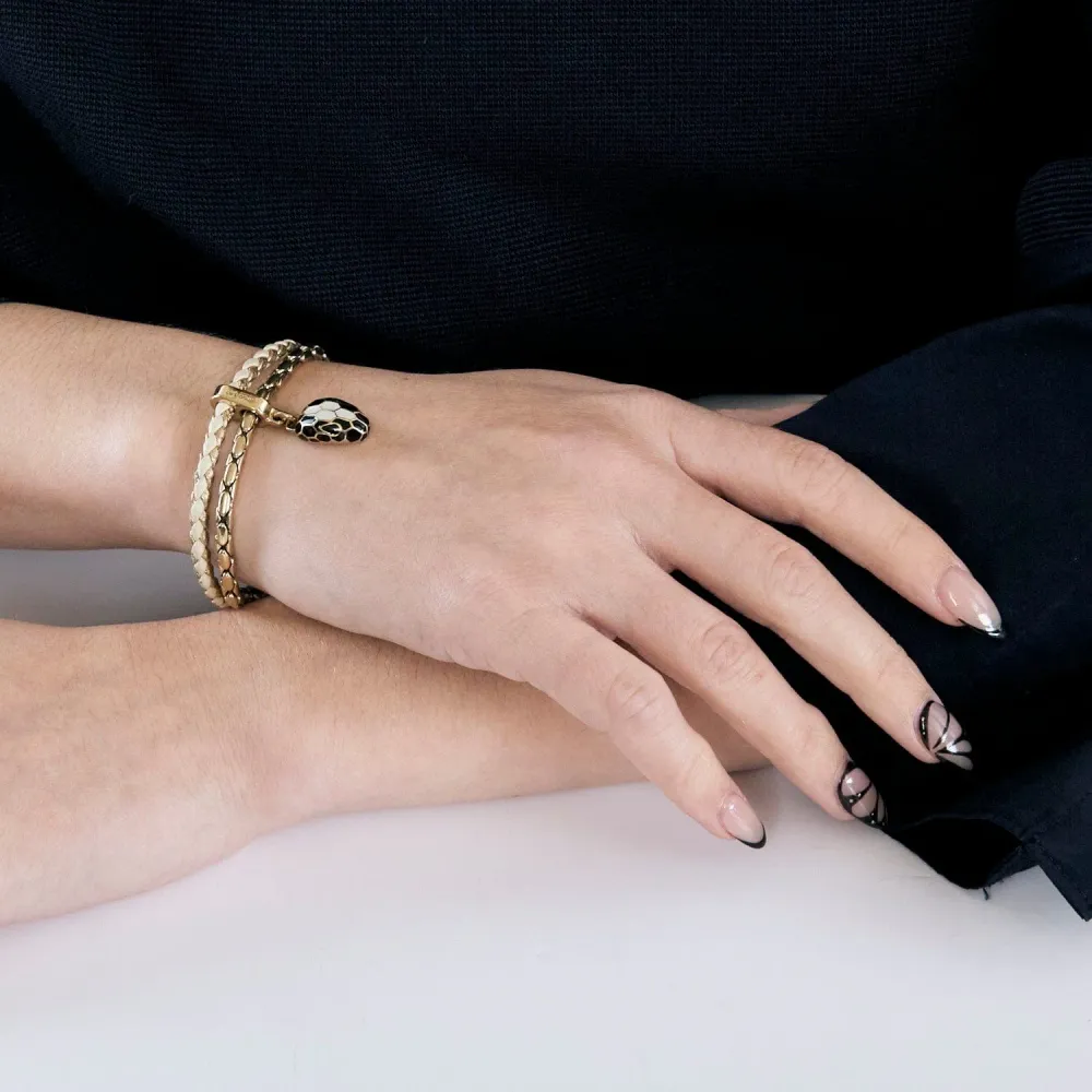 BULGARI - Serpenti Forever - Leer and brass bracelet