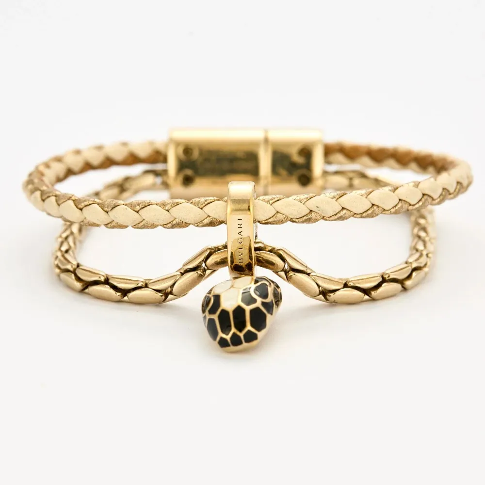 BULGARI - Serpenti Forever - Leer and brass bracelet