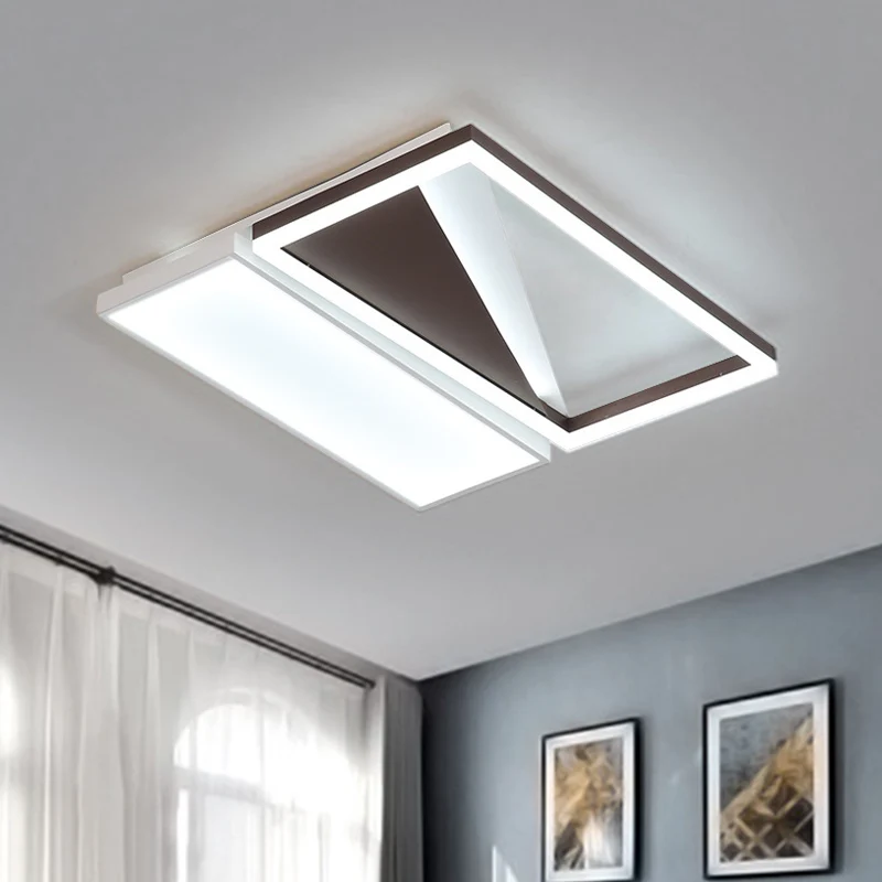 Black and Parelmoer Geometric Flush Mount Modernism LED Acrylic Flush Light Fixture, 18"/21.5" Width Black
