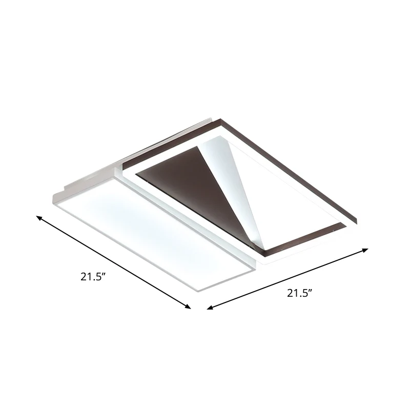 Black and Parelmoer Geometric Flush Mount Modernism LED Acrylic Flush Light Fixture, 18"/21.5" Width Black