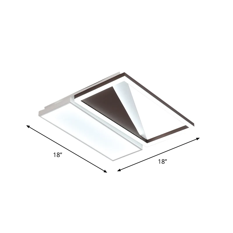 Black and Parelmoer Geometric Flush Mount Modernism LED Acrylic Flush Light Fixture, 18"/21.5" Width Black