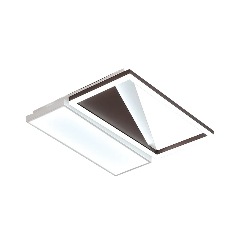 Black and Parelmoer Geometric Flush Mount Modernism LED Acrylic Flush Light Fixture, 18"/21.5" Width Black
