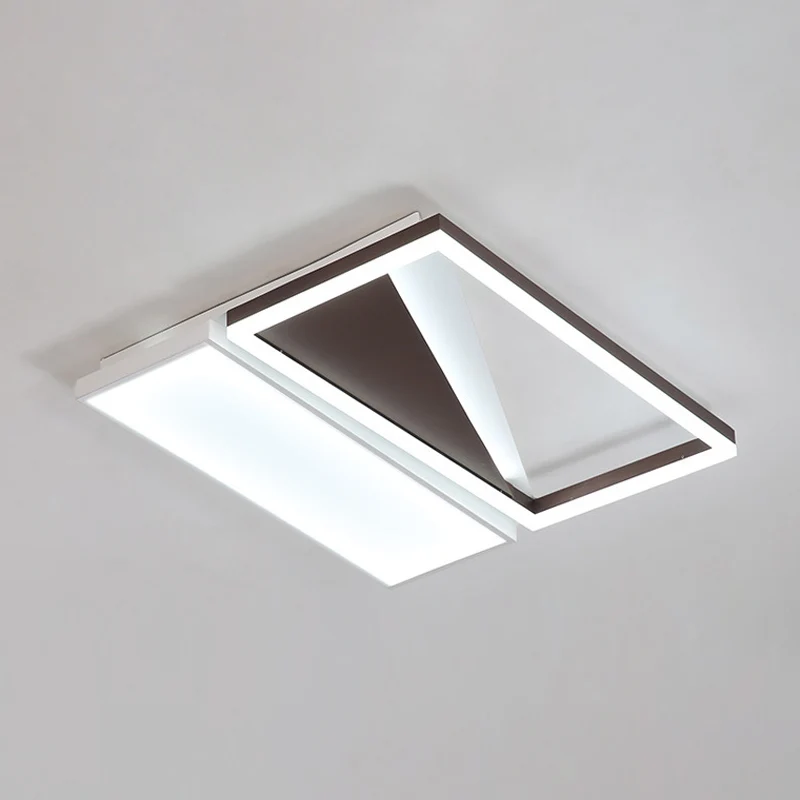 Black and Parelmoer Geometric Flush Mount Modernism LED Acrylic Flush Light Fixture, 18"/21.5" Width Black