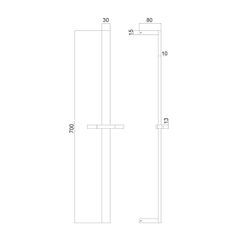 Brass sliding 10x30mm shower Glamour and nickel buigzaam hose