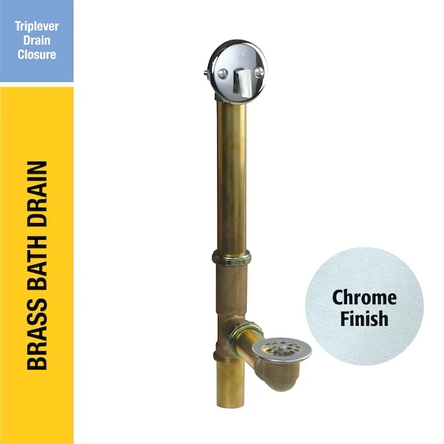 Keeney 1.5- Polished Verchroomd Brass/Polished Chrome Triplever Drain Brass Pipe