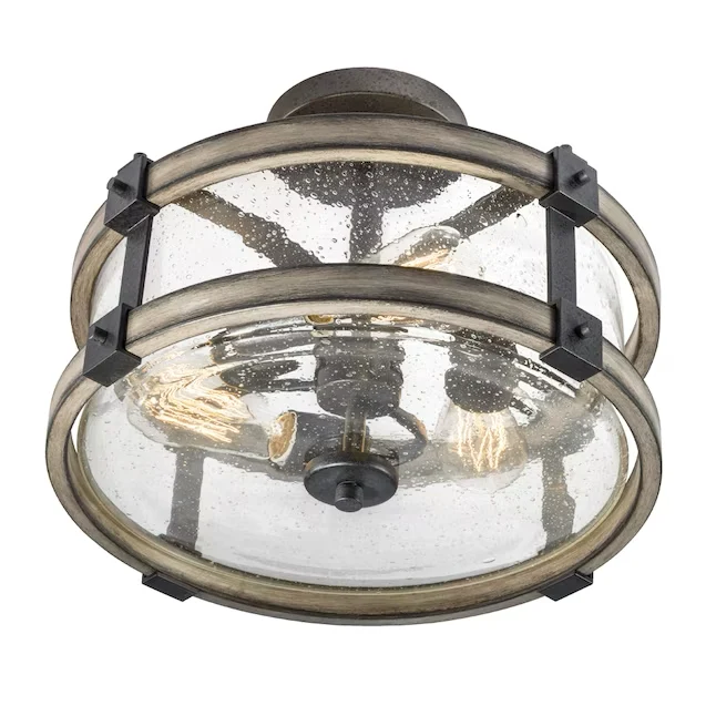 Kichler Barrington 3-Light 14- Anvil Ijzer and Driftwood Semi-Flush mount light