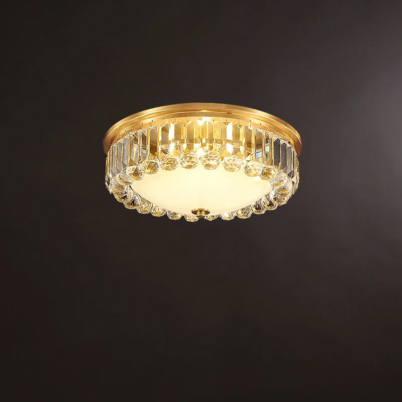 LED Flush Ceiling Light Country Bowl Frosted Glaswerk Flush Mount Fixture Brass Round Crystal Edge | 60W | 200-480°C | Brass