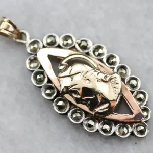 Mixed Metalen Roman Soldier Marcasite Pendant met Vlamloze Instelling