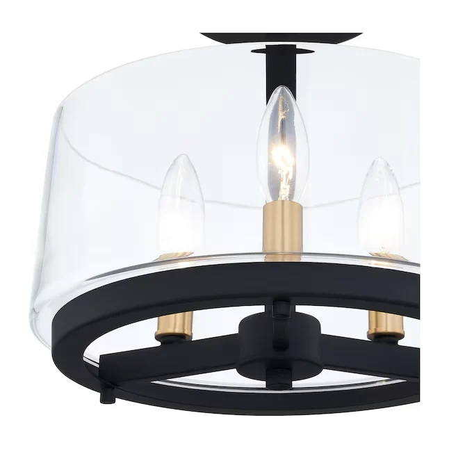 Quoizel Whitlock 3-Light 12- Effen Black and Brushed Weathered Brass Semi-Flush mount light