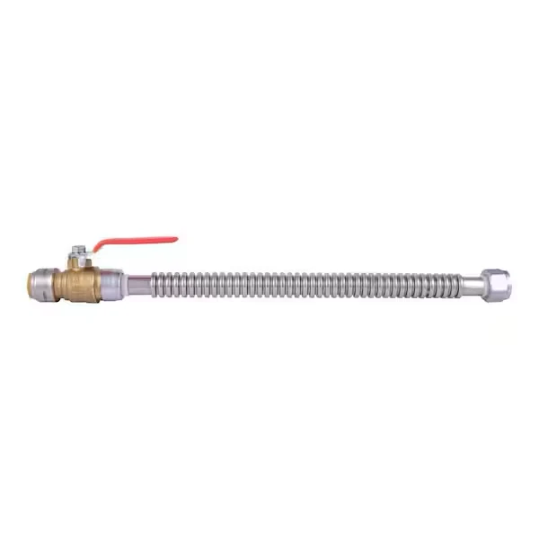 SharkBite Max Messing 3/4 . FIP x 3/4 . Push-Fit Ball Valve Corrugated Water Heater Connector (18" Length)