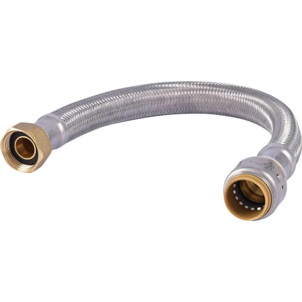 SharkBite Max 1/2 . Push-to-Connect x 3/4 . FIP x 18 . Braided Stainless Staal Water Heater Connector