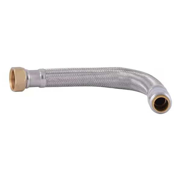 SharkBite Max 1/2 . Push-to-Connect x 3/4 . FIP x 18 . Braided Stainless Staal Water Heater Connector