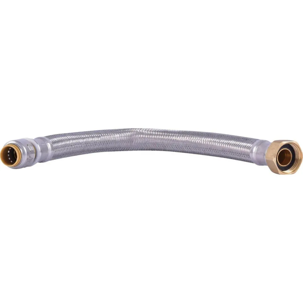 SharkBite Max 1/2 . Push-to-Connect x 3/4 . FIP x 18 . Braided Stainless Staal Water Heater Connector