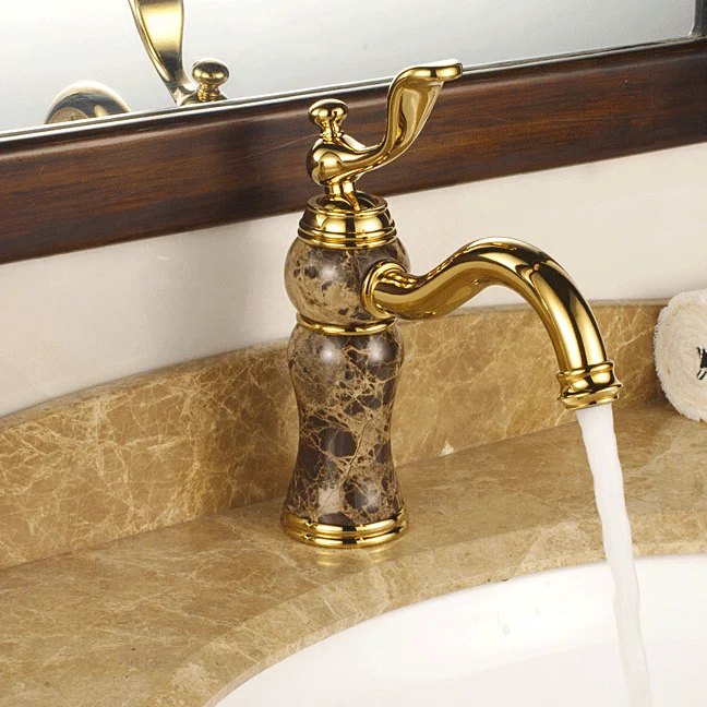 Soldeerhulpstandaard Luxury Bathroom Faucet Messing Lever Handle Low Arc Vessel Faucet Coffee