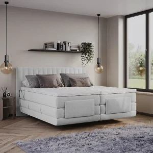 Set complete boxspring - 2 x 90 x 200 cm - Velours - Lichtgrijs - DONISI van PALACIO
