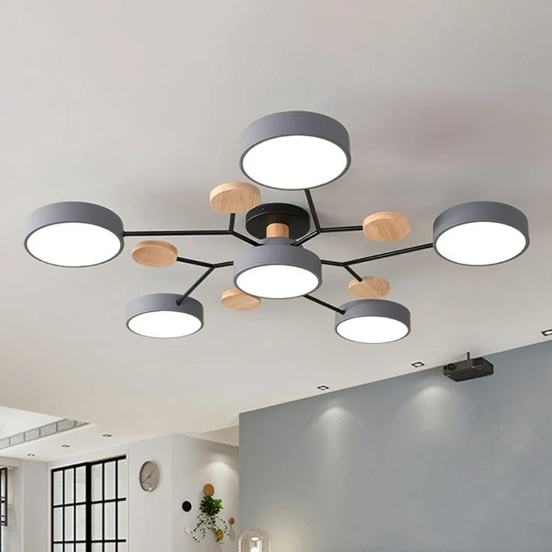 Acryl ronde schaduw LED-plafondverlichting Simplistische 7-kops kroonluchterlamp