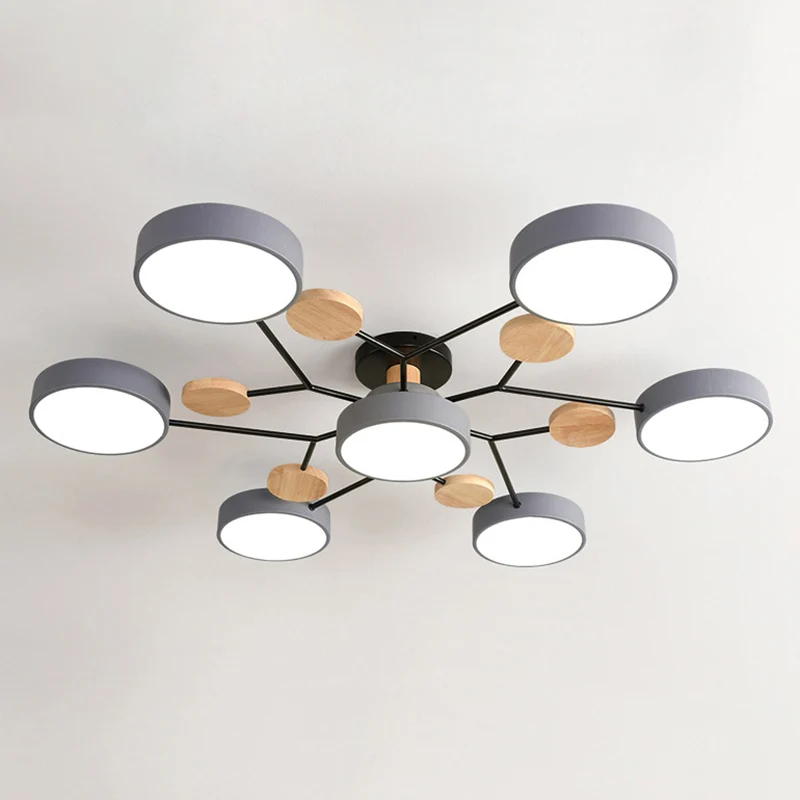 Acryl ronde schaduw LED-plafondverlichting Simplistische 7-kops kroonluchterlamp