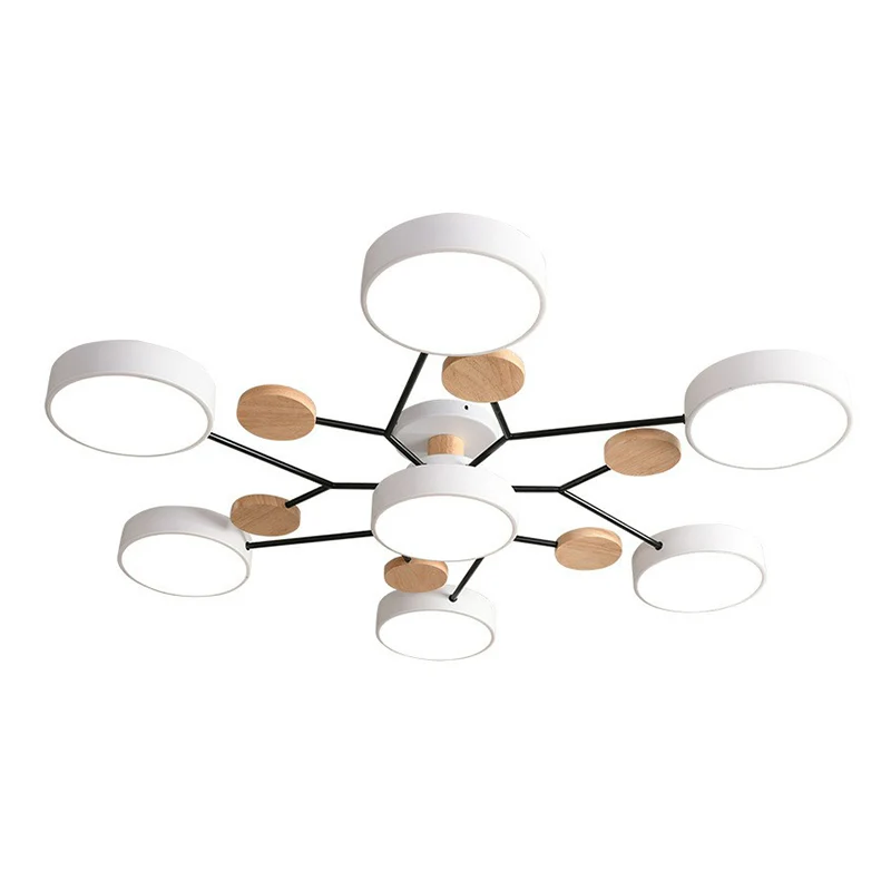 Acryl ronde schaduw LED-plafondverlichting Simplistische 7-kops kroonluchterlamp