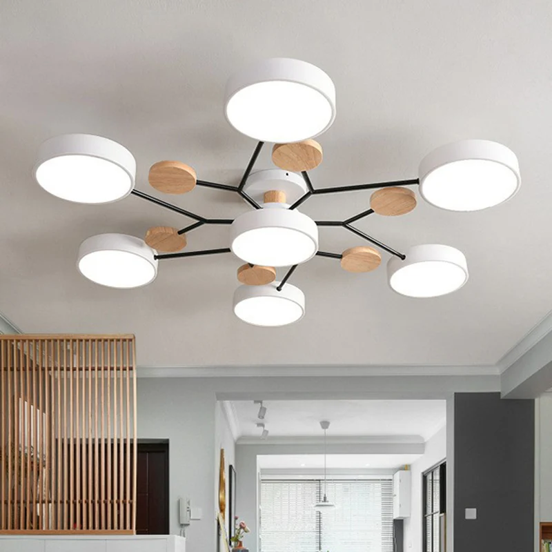 Acryl ronde schaduw LED-plafondverlichting Simplistische 7-kops kroonluchterlamp