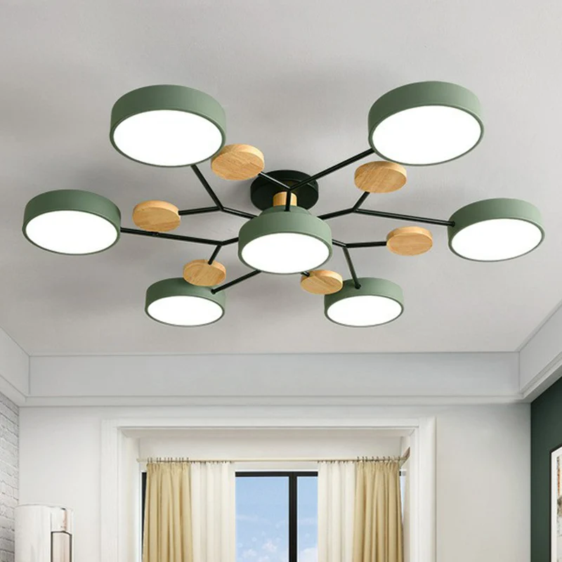 Acryl ronde schaduw LED-plafondverlichting Simplistische 7-kops kroonluchterlamp