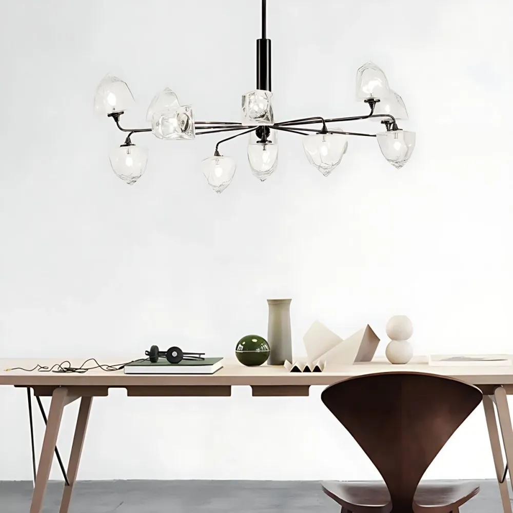 Eigentijdse vertakkende kroonluchterlamp van glas 5/7 lichtjes woonkamer hangende hanglamp zwart/nikkel - Incl. Garantie