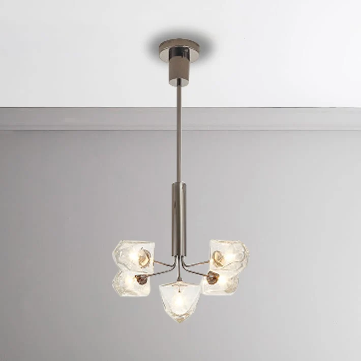 Eigentijdse vertakkende kroonluchterlamp van glas 5/7 lichtjes woonkamer hangende hanglamp zwart/nikkel - Incl. Garantie