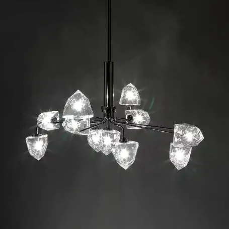 Eigentijdse vertakkende kroonluchterlamp van glas 5/7 lichtjes woonkamer hangende hanglamp zwart/nikkel - Incl. Garantie