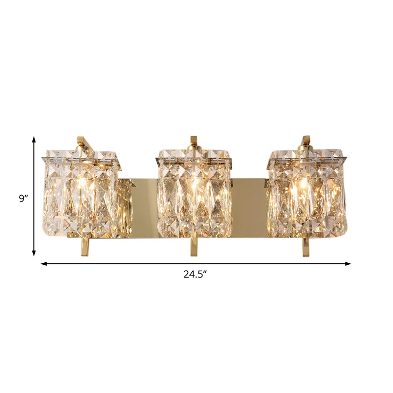 Energiezuinige LED Kristallen rechthoekige wandlamp Hedendaags 1/2/3 lichts Inbouw wandkandelaar chroom/goud woonkamer