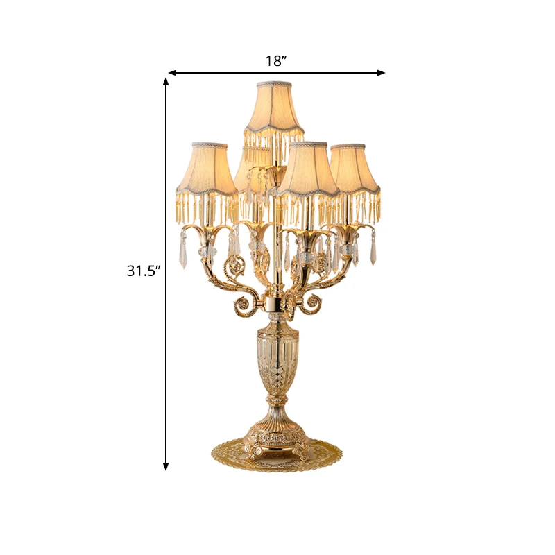 Energiezuinige LED 5 lampen Crystal Spears tafellamp traditionele gouden kandelaar salon nachtkastje lamp met/zonder stoff...