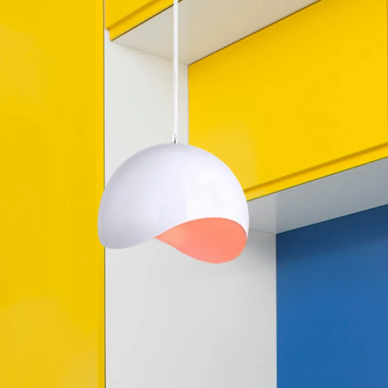 Energiezuinige LED Waveforms Dome Plafondlamp Moderne Stijl Metaal 1 Lamp Binnenkant Roze/Geel Hoogte Verstelbare Hangende...