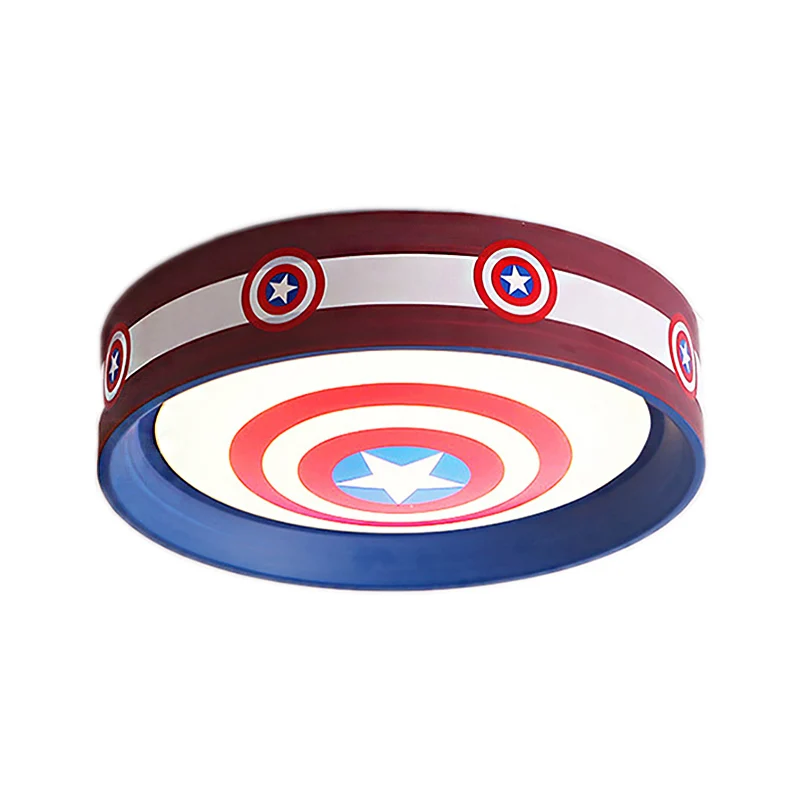 Gecertificeerd IP44 American Stylish Round Ceiling Lamp Star Metal Zeeblauw and Red LED Ceiling Mount Light Boys Bedroom Red