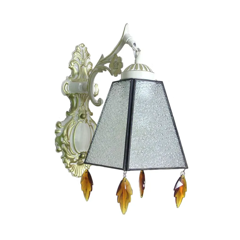 Geometric Wall Sconce Tiffany Style Stained Glaswerk 1 Light Wall Sconce Lamp Fixture Leaf Pendant Amber/Green/Clear | Sne...