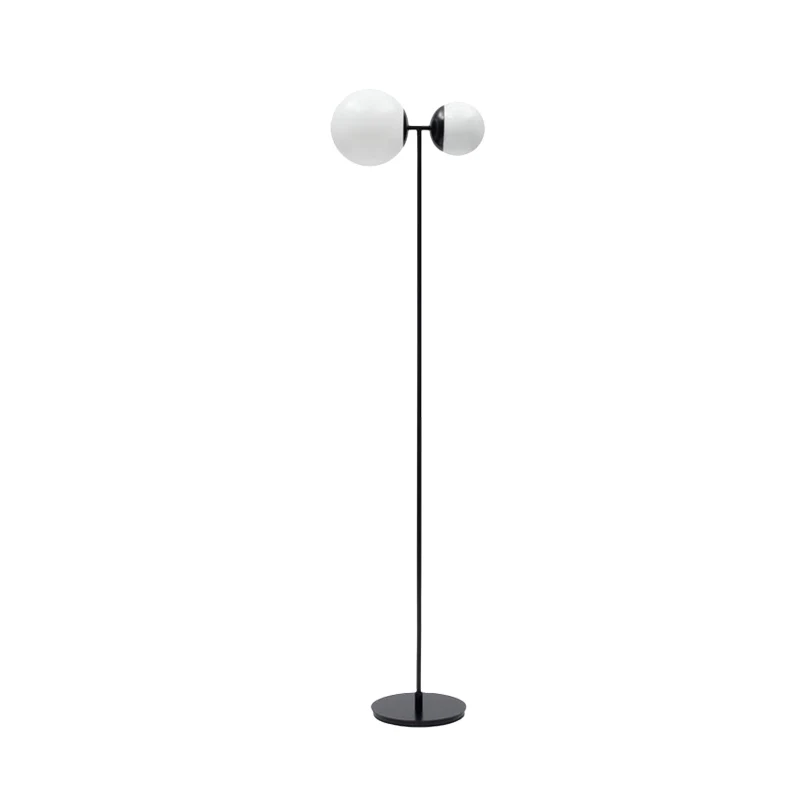Globe vloerlamp Scandinavische metallic LED woonkamer staande lamp met witte glazen kap zwart/goud - Incl. Garantie