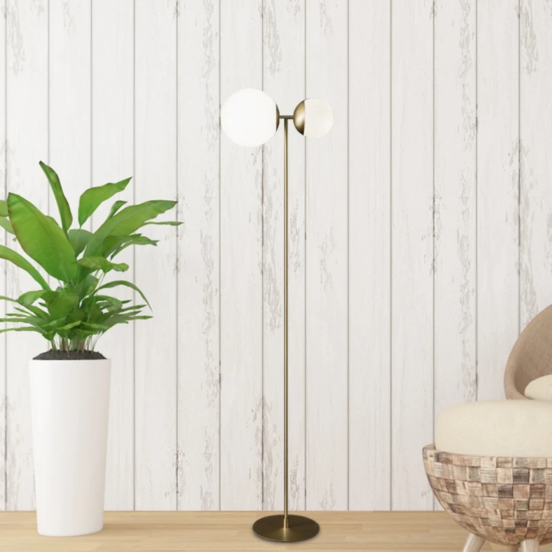 Globe vloerlamp Scandinavische metallic LED woonkamer staande lamp met witte glazen kap zwart/goud - Incl. Garantie