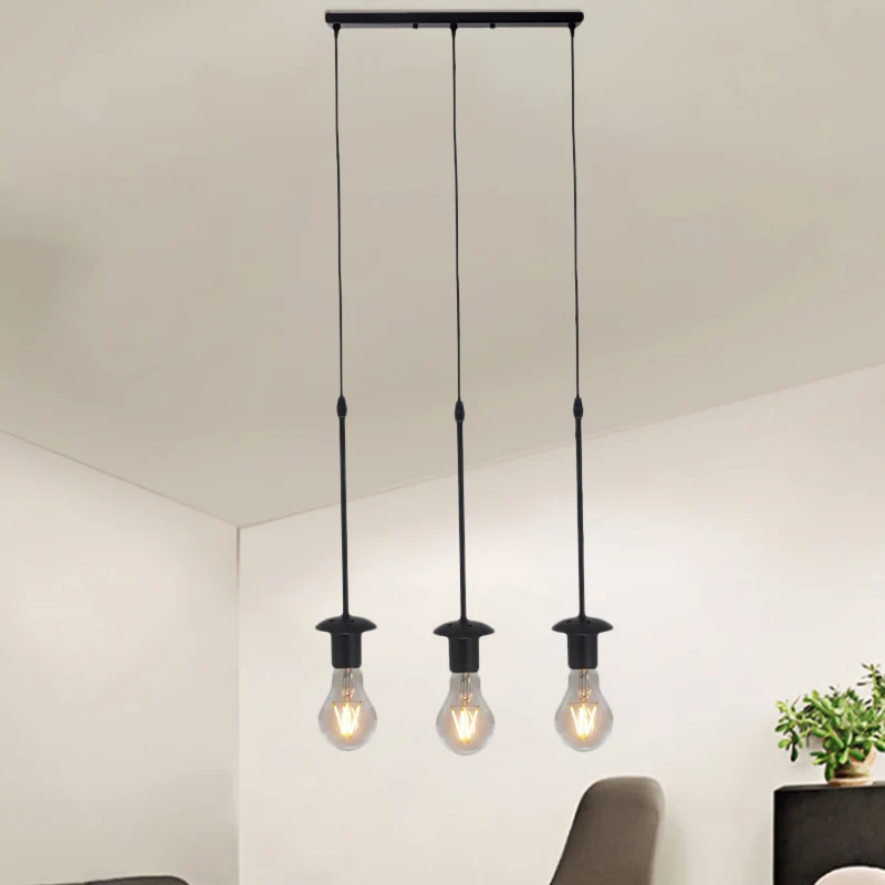 Ijzer Blootgestelde Lamp Gordijnen Plafondlamp Loft 5/10 Heads Bistro Multi- Light Hanglamp Zwart, Ronde/Lineaire Luifel |...